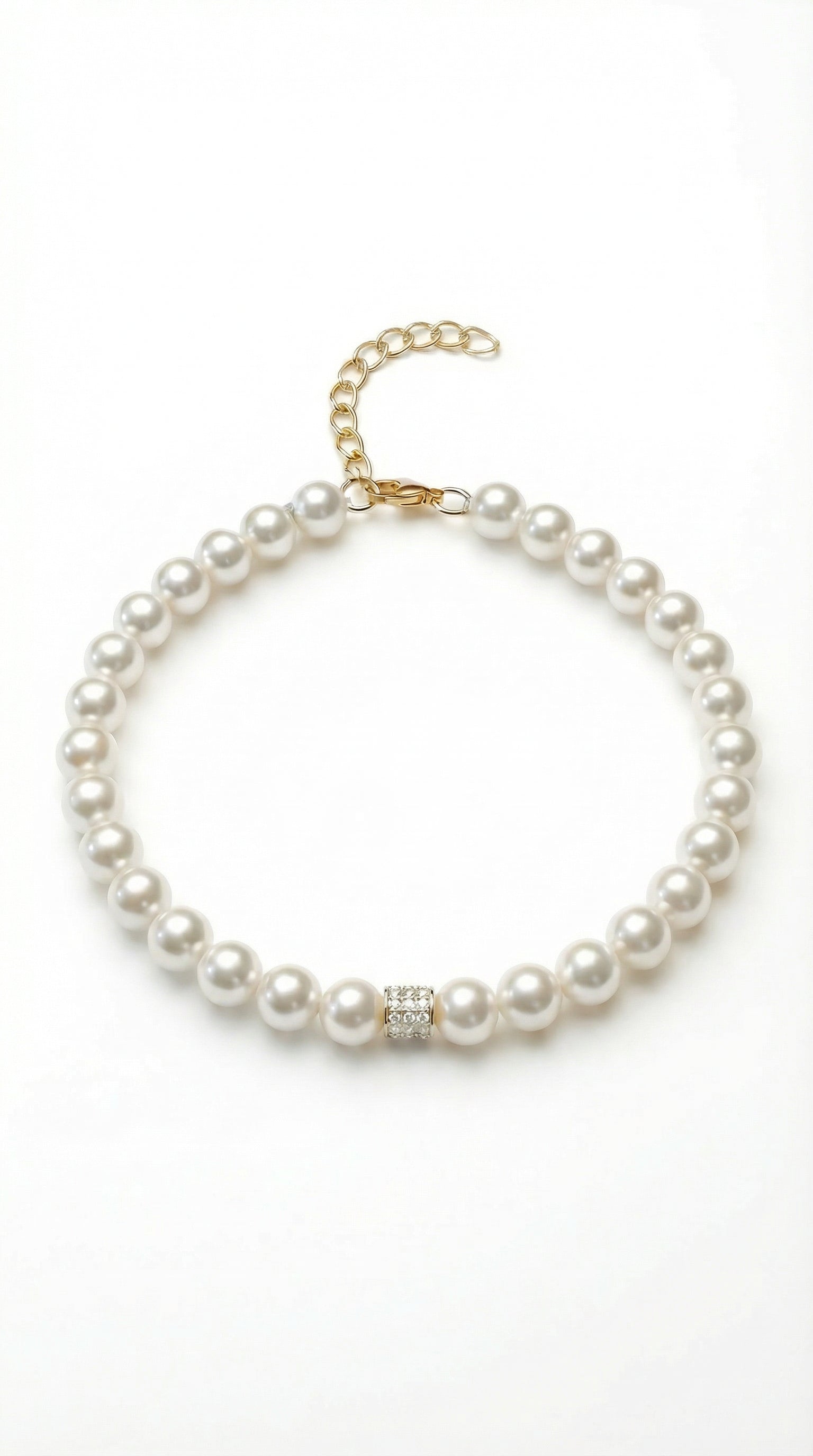 Brățară din aur 14K galben cu perle naturale de cultură albe, 5–5,5 mm