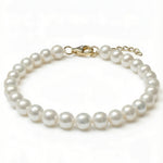 Brățară din aur 14K galben cu perle naturale de cultură albe, 5–5,5 mm
