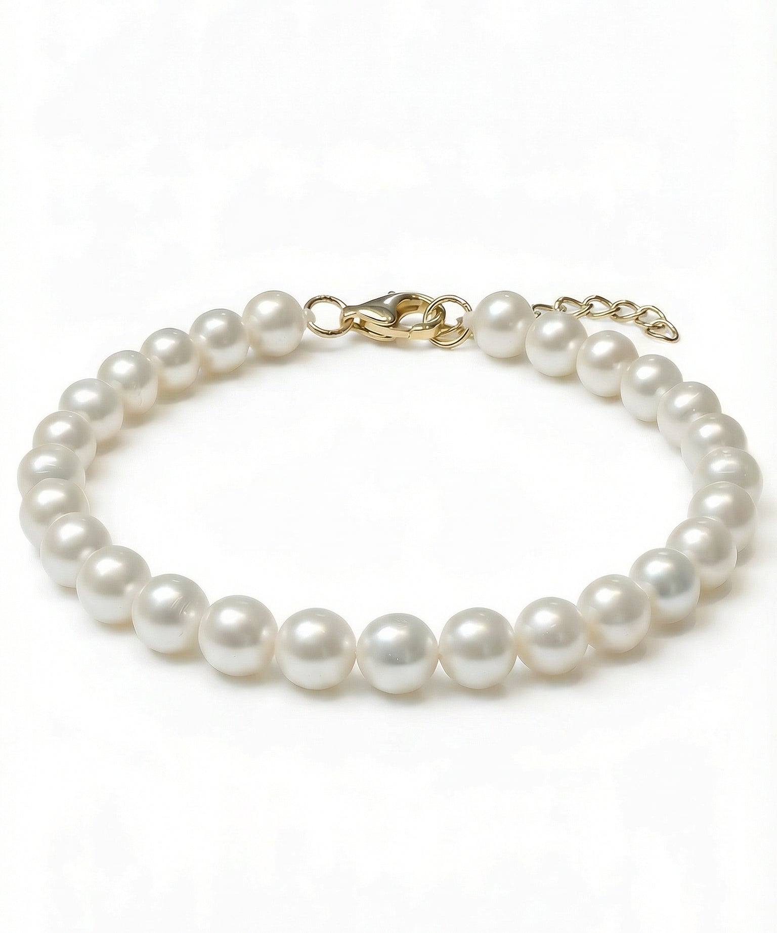 Brățară din aur 14K galben cu perle naturale de cultură albe, 5–5,5 mm
