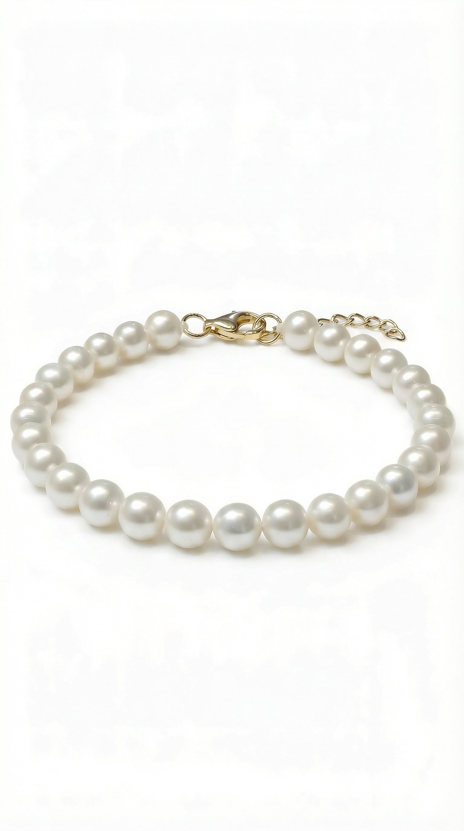 Brățară din aur 14K galben cu perle naturale de cultură albe, 5–5,5 mm