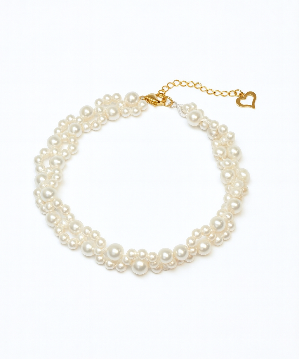 Brățară din aur 14K galben cu perle naturale de cultură albe, împletite