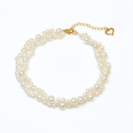 Brățară din aur 14K galben cu perle naturale de cultură albe, împletite