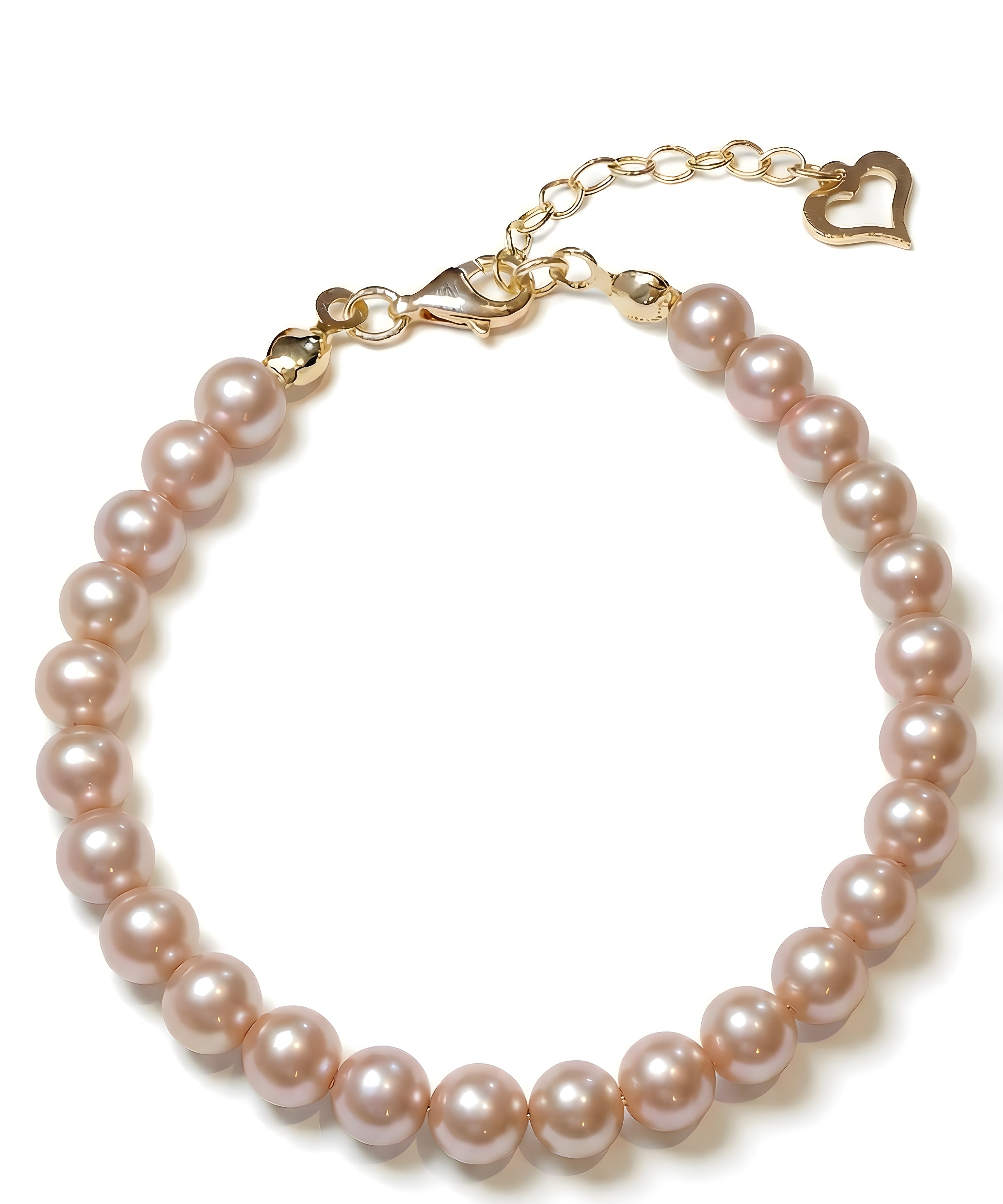 Brățară din aur 14K galben cu perle naturale de cultură roz, 5–5,5 mm