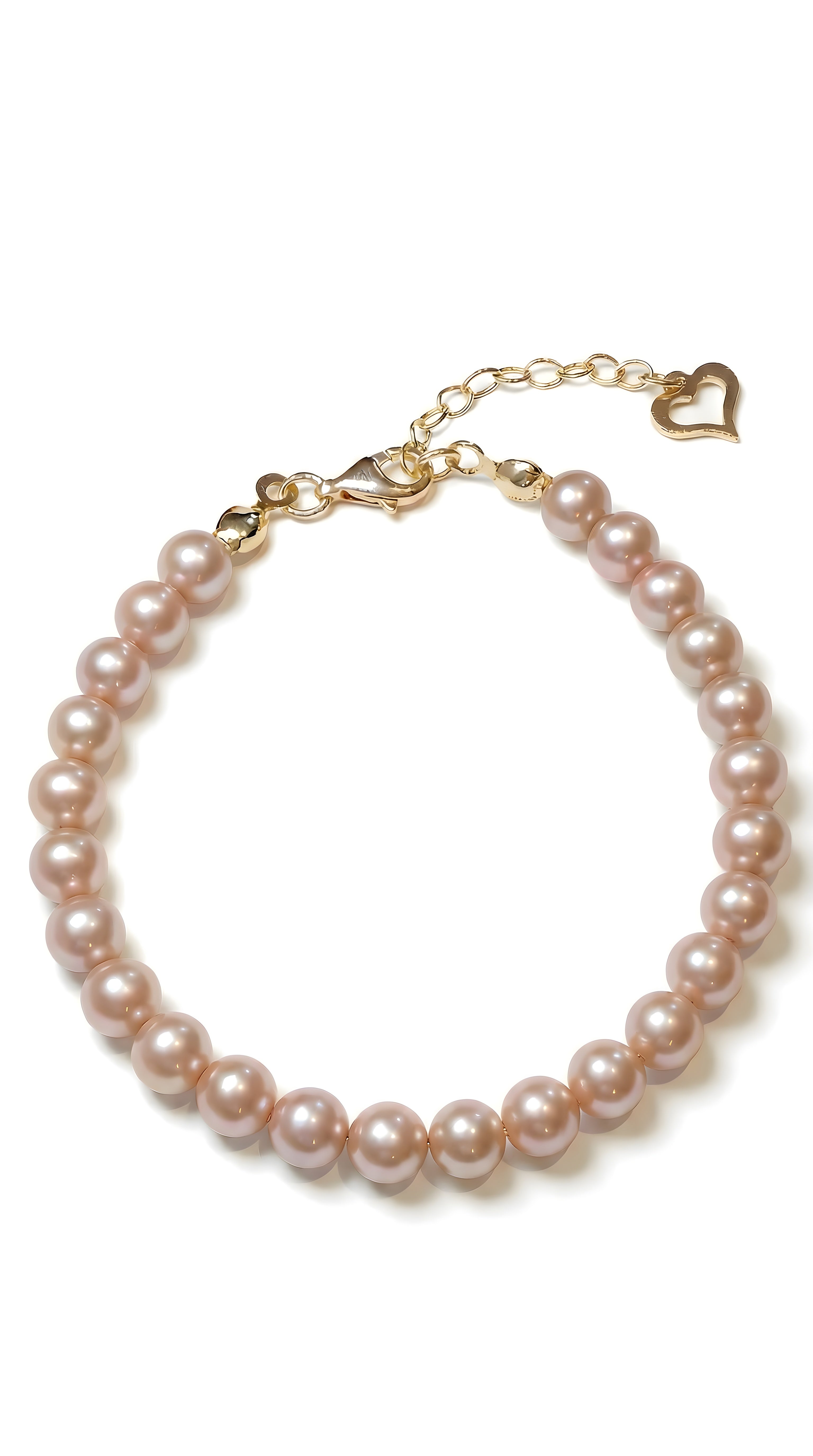 Brățară din aur 14K galben cu perle naturale de cultură roz, 5–5,5 mm