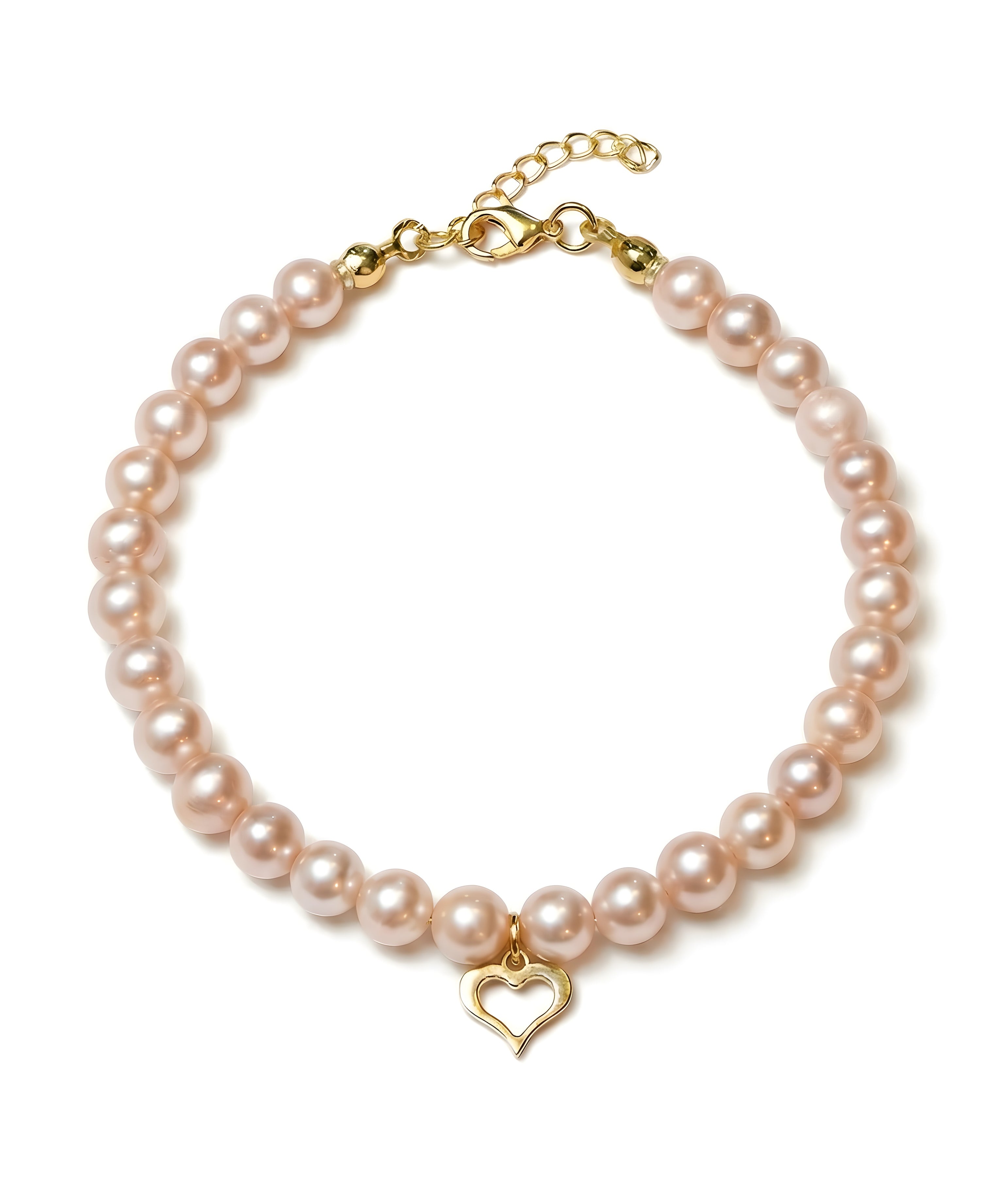 Brățară din aur 14K galben cu perle naturale de cultură roz, 5–5,5 mm