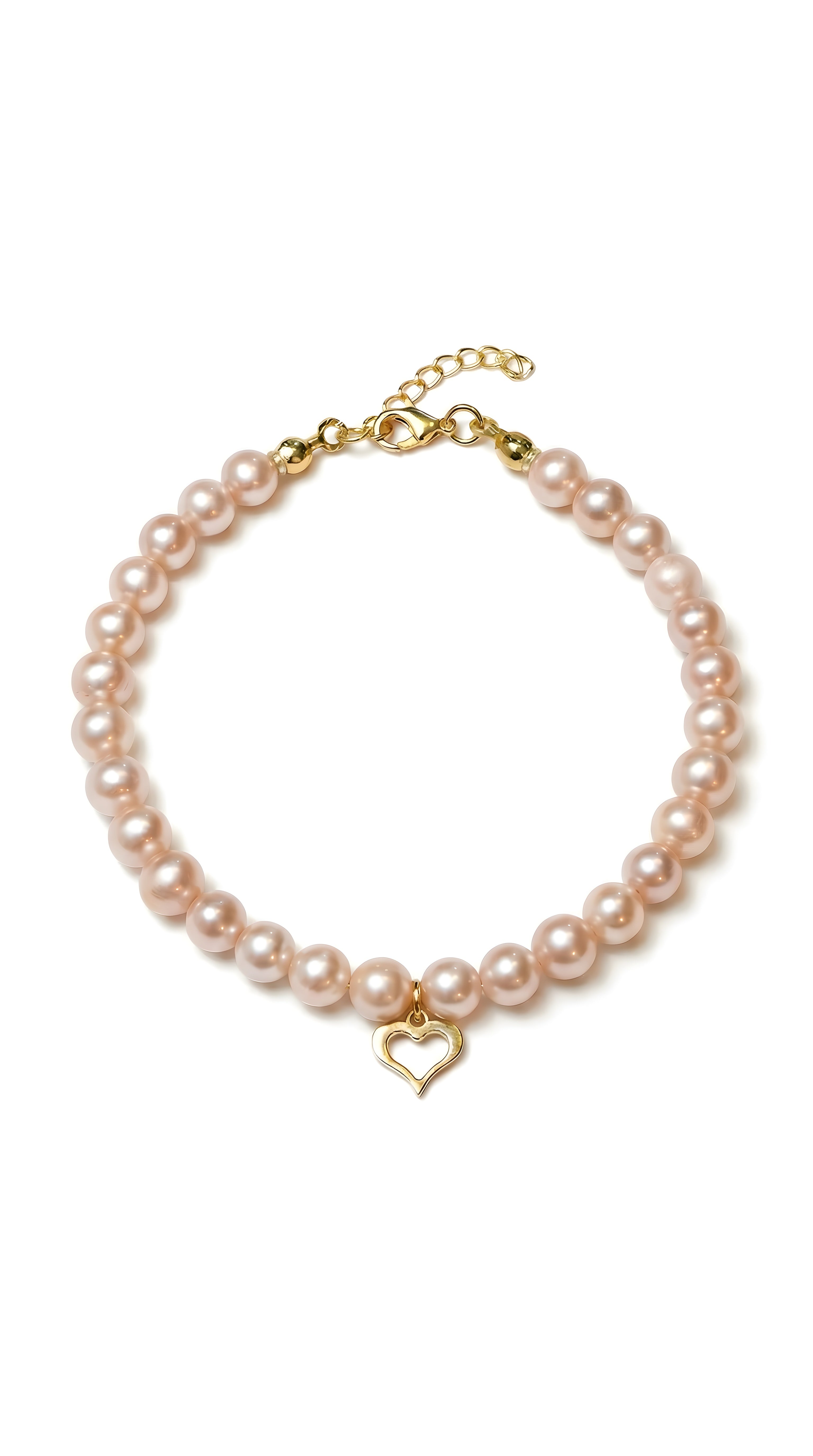 Brățară din aur 14K galben cu perle naturale de cultură roz, 5–5,5 mm