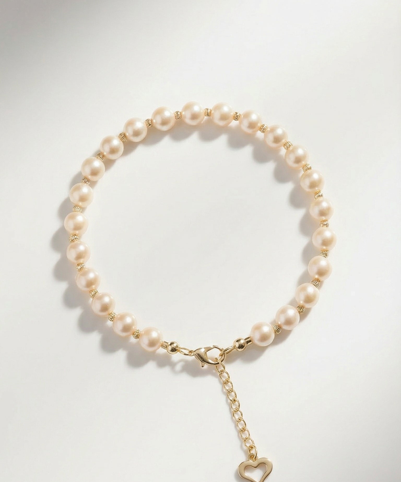 Brățară cu perle naturale de cultură roz 5–5,5 mm și aur 14K galben