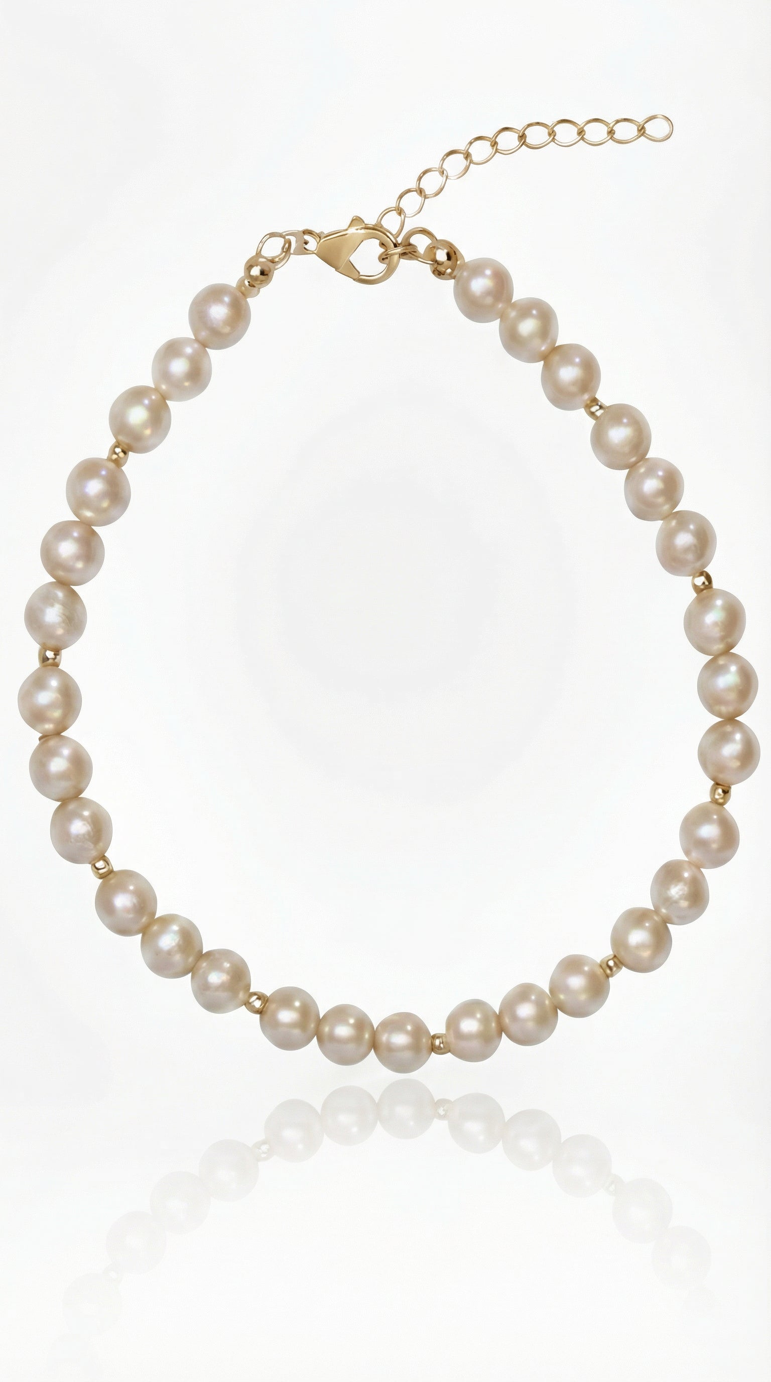 Brățară cu perle naturale de cultură roz 5–5,5 mm și aur 14K galben