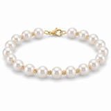Brățară cu perle de cultură albe 5–6 mm din aur 14K Ivoire Dorée