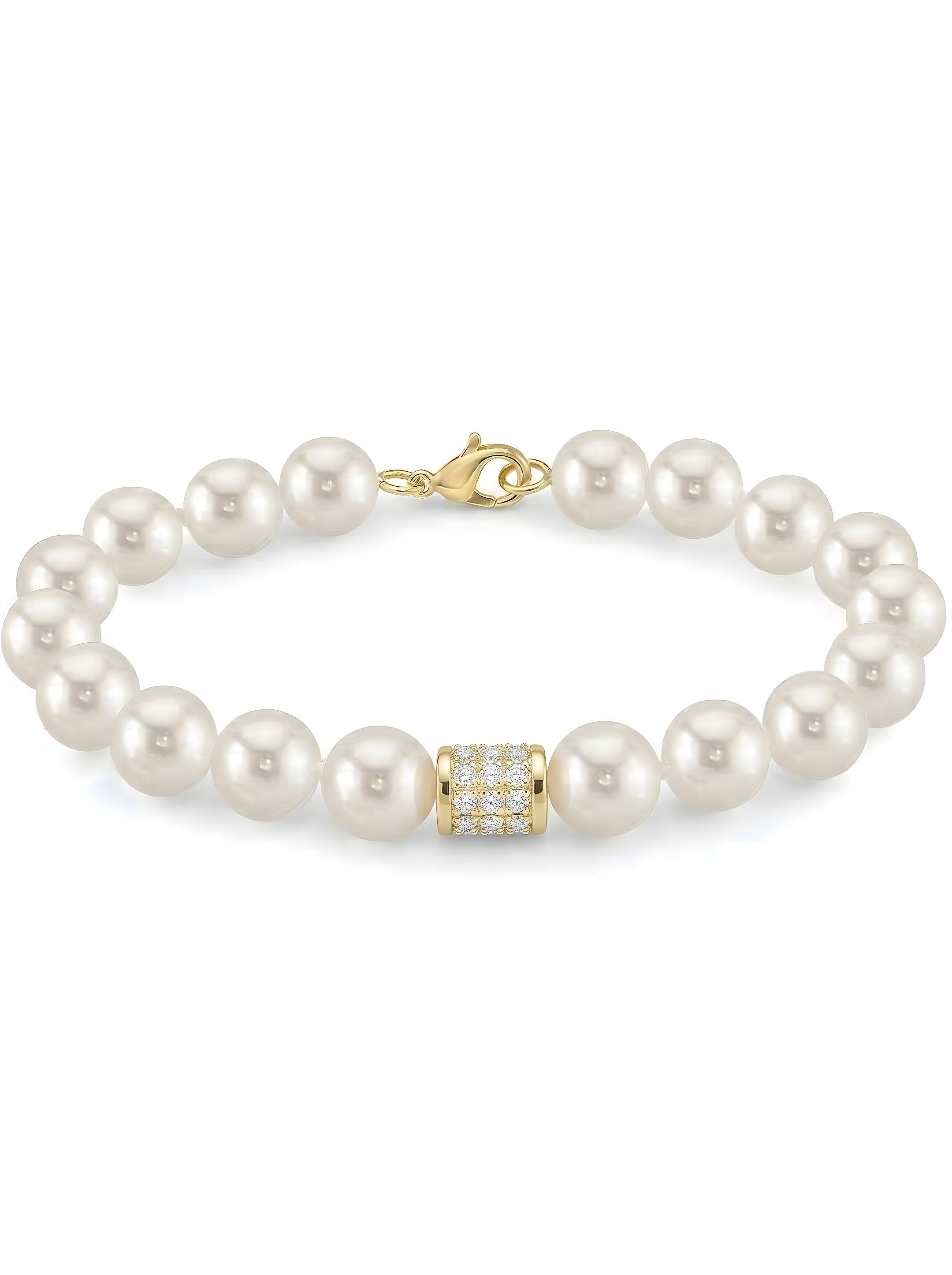 Brățară Aur 14K cu Perle Naturale Albe 5-6mm AAA — Ivory Spark detaliu - brățară perle naturale aur 14K - Royal Pearls
