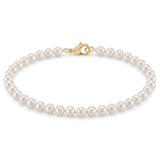 Brățară cu perle mici de cultură albe 3-4 mm din aur 14K galben Ivory Thread