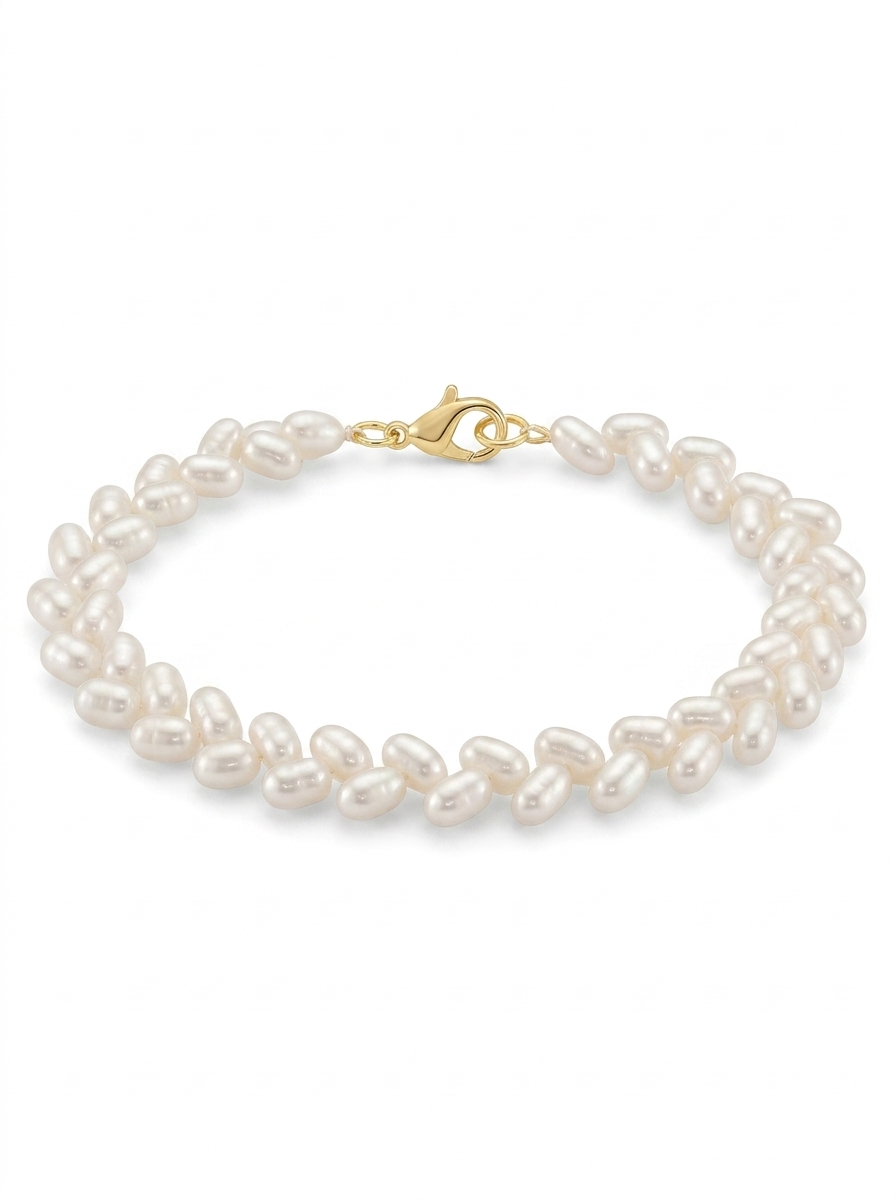 Brățară Aur 14K cu Perle Naturale Albe Ovale AAA — Eternal detaliu - brățară perle naturale aur 14K - Royal Pearls