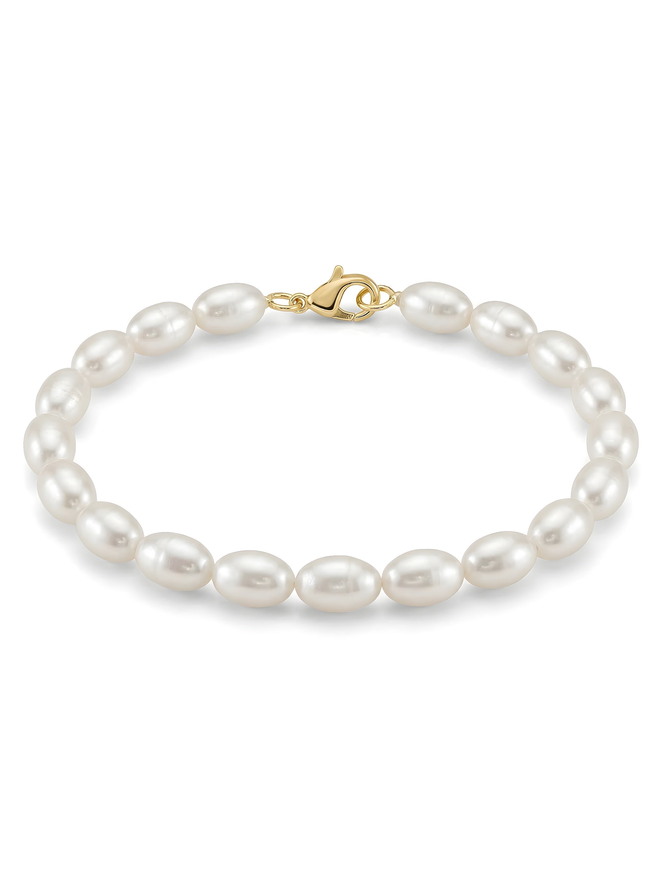 Brățară Aur 14K cu Perle Naturale Albe Formă Rice — Elongé detaliu - brățară perle naturale aur 14K - Royal Pearls