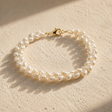 Brățară Aur 14K cu Perle Naturale Albe Ovale AAA — Eternal