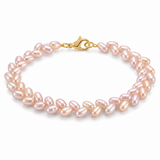 Brățară Perle Naturale Roz AAA Ovale și Aur 14K — Serenity