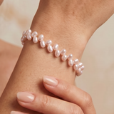 Brățară Perle Naturale Roz AAA Ovale și Aur 14K — Serenity