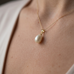colier perle naturale albe lacrima 9-10mm aur 14k detaliu - celeste - royal pearls