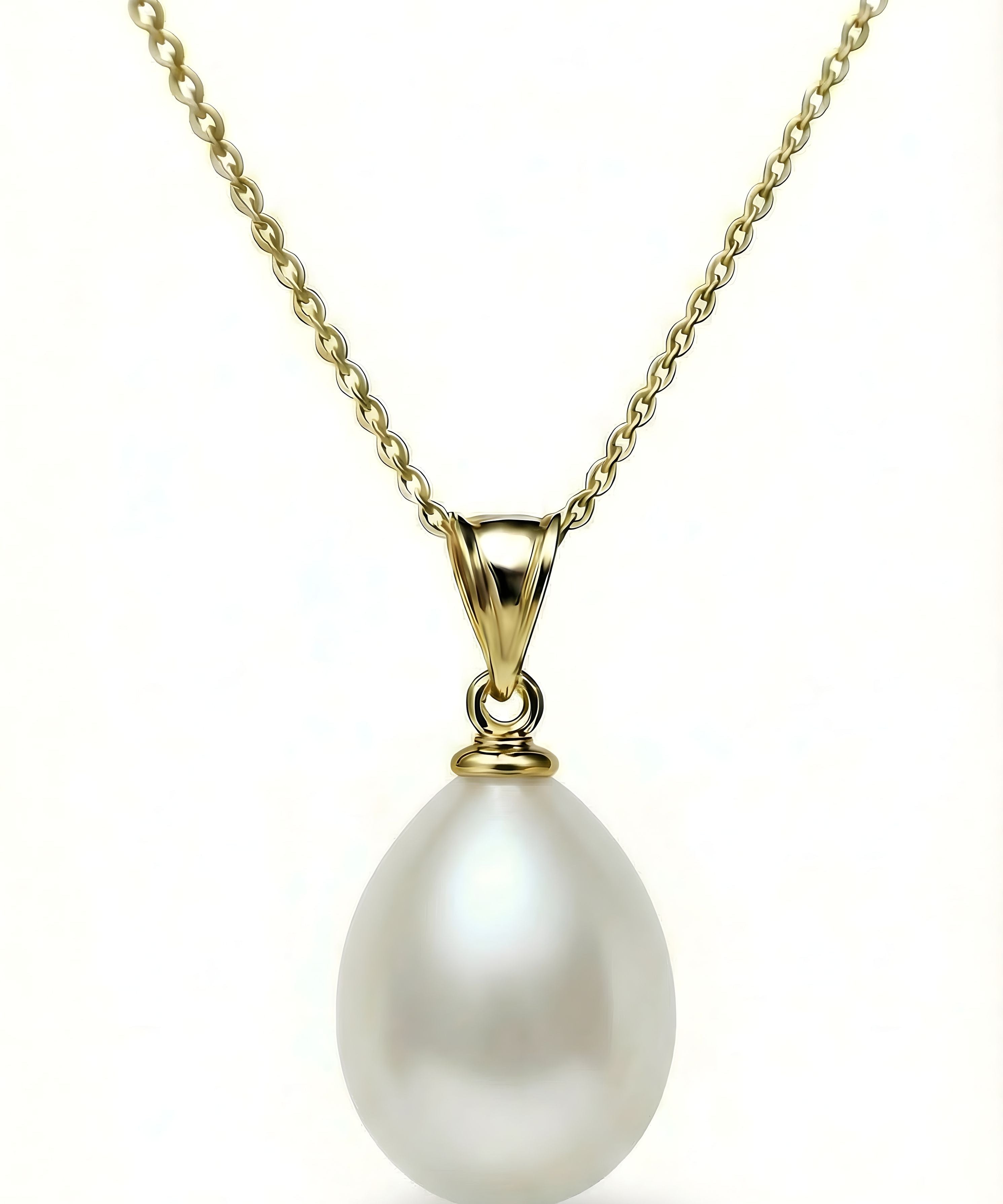 Pandantiv Celeste din aur galben 14K cu perlă naturală albă lacrima