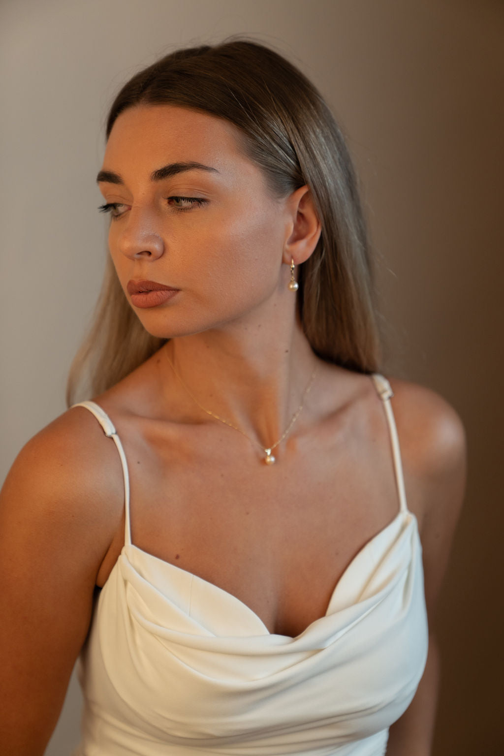 Cercei din aur 14K galben cu perlă de cultura roz model