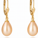 Cercei din aur 14K cu perle de cultură roz 8–8,5 mm în formă lacrimă — Catherine