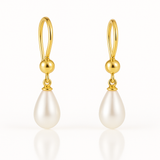 Cercei din aur 14K cu perle de cultură albe 8–8,5 mm în formă lacrimă — Elisabeth