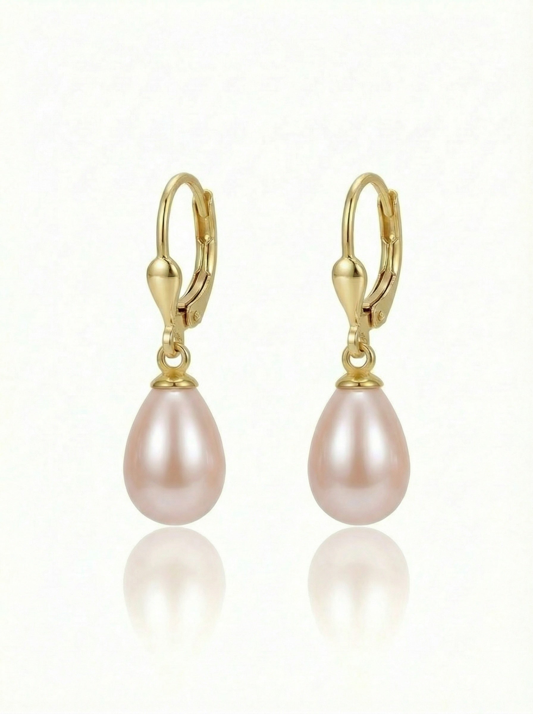 Cercei Aur 14K cu Perle Naturale Roz Lacrima 8-9mm Tortita — Catherine detaliu - cercei perle naturale aur 14K - Royal Pearls