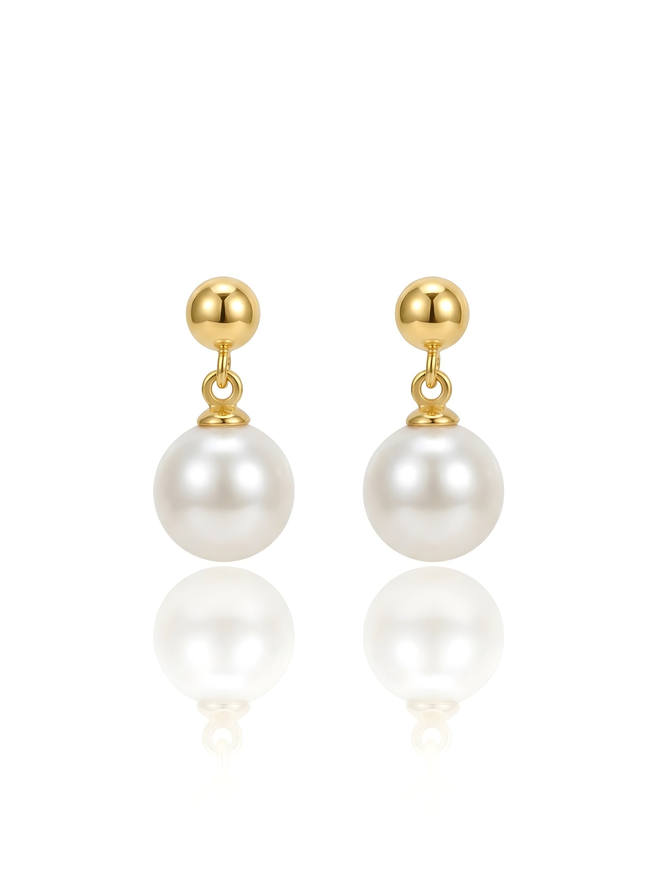 Cercei Aur 14K cu Perle Naturale Albe 7-8mm Tija — Anne detaliu - cercei perle naturale aur 14K - Royal Pearls