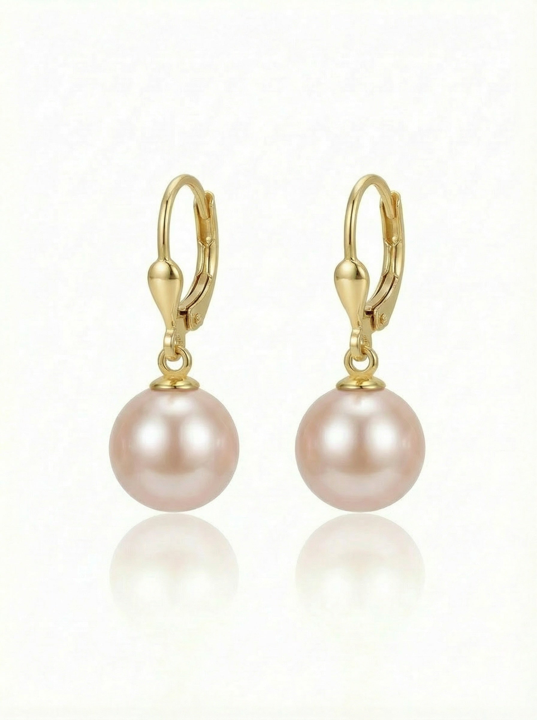 Cercei Aur 14K cu Perle Naturale Roz 8-9mm Tortita — Theresa detaliu - cercei perle naturale aur 14K - Royal Pearls