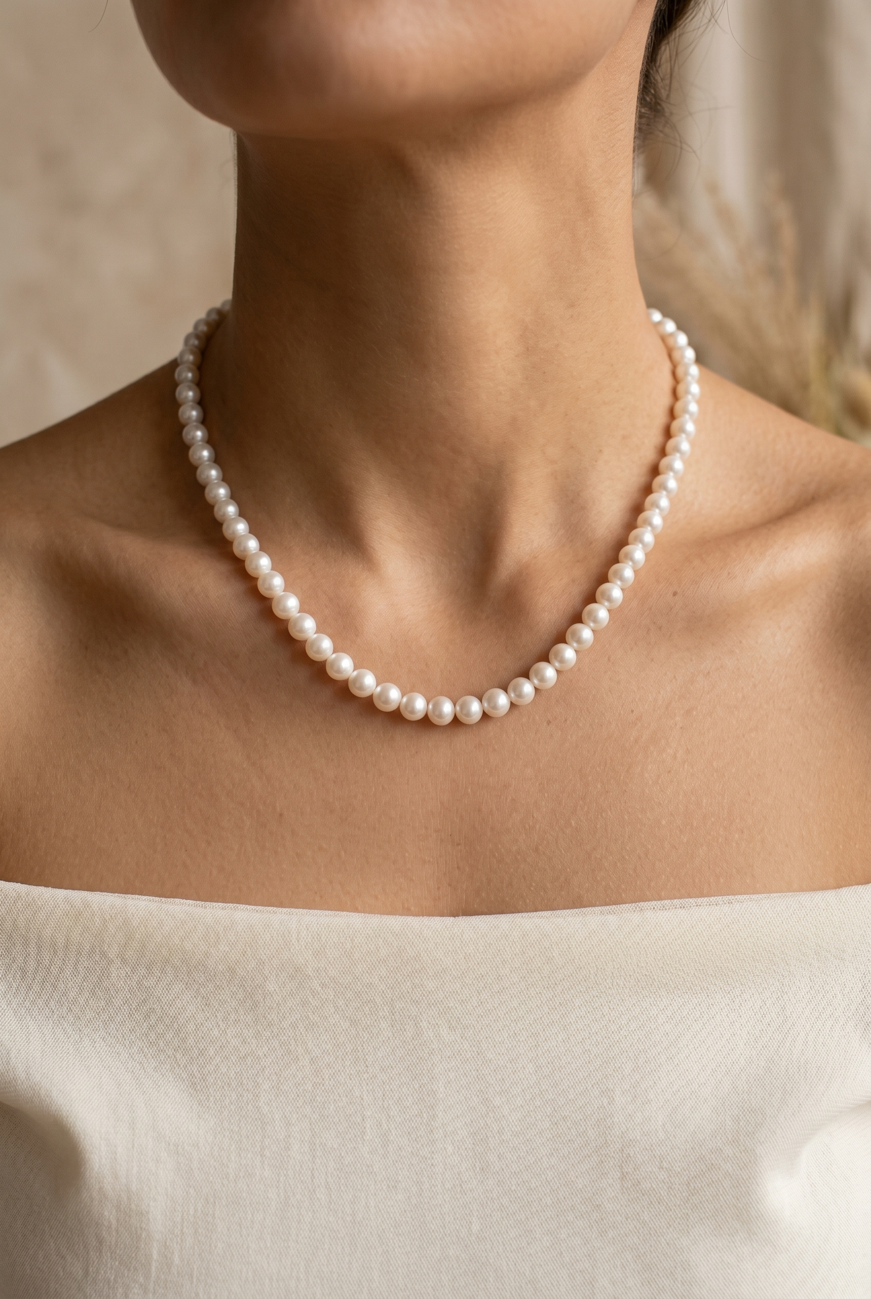 colier perle naturale champagne 5-6mm aur 14k detaliu - aura - royal pearls