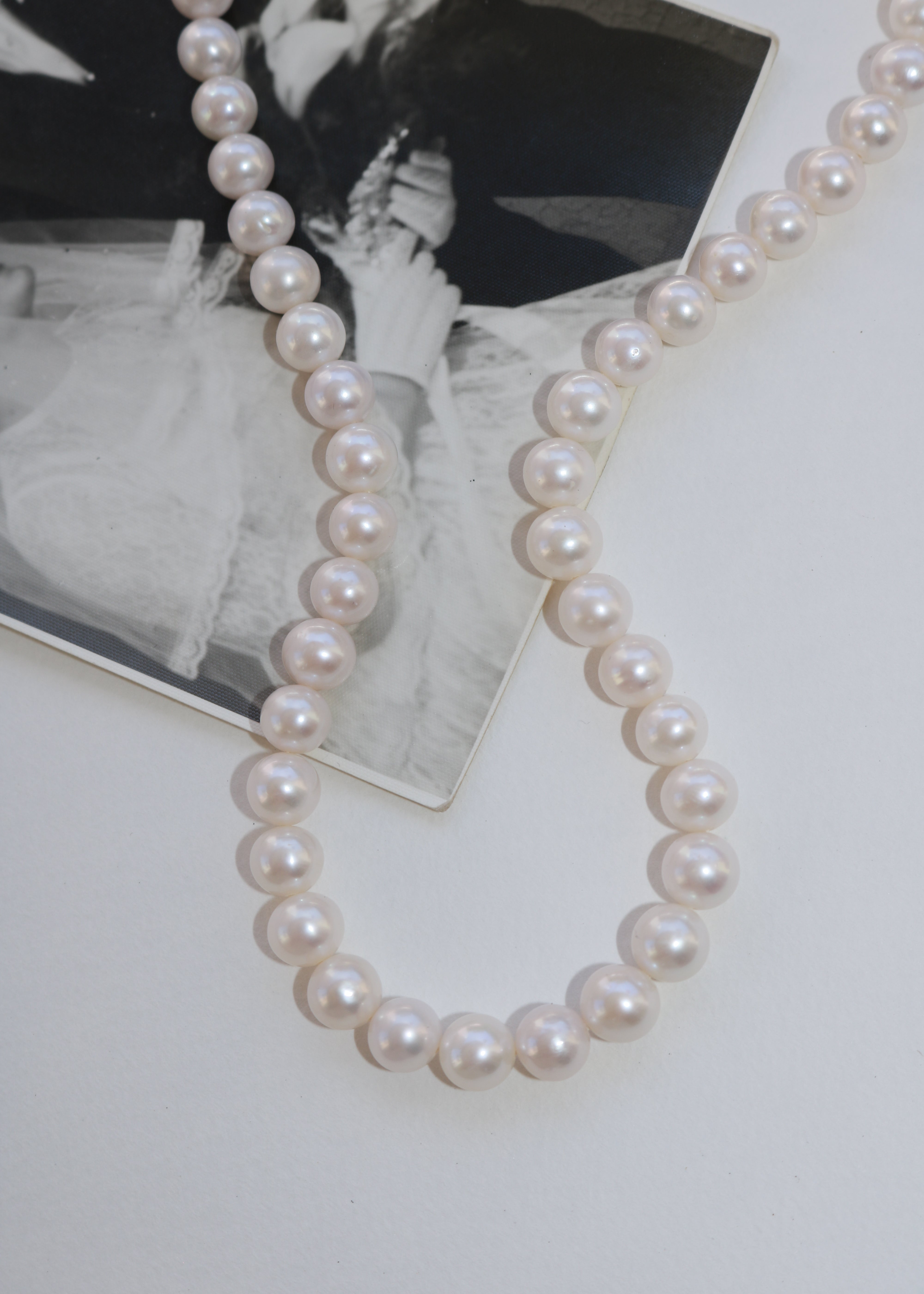Set Perle Heritage - Colier și Brățară cu Perle Mari Albe 8-9mm si Aur 14K detaliu inchizatoare - colier perle naturale aur 14K - Royal Pearls