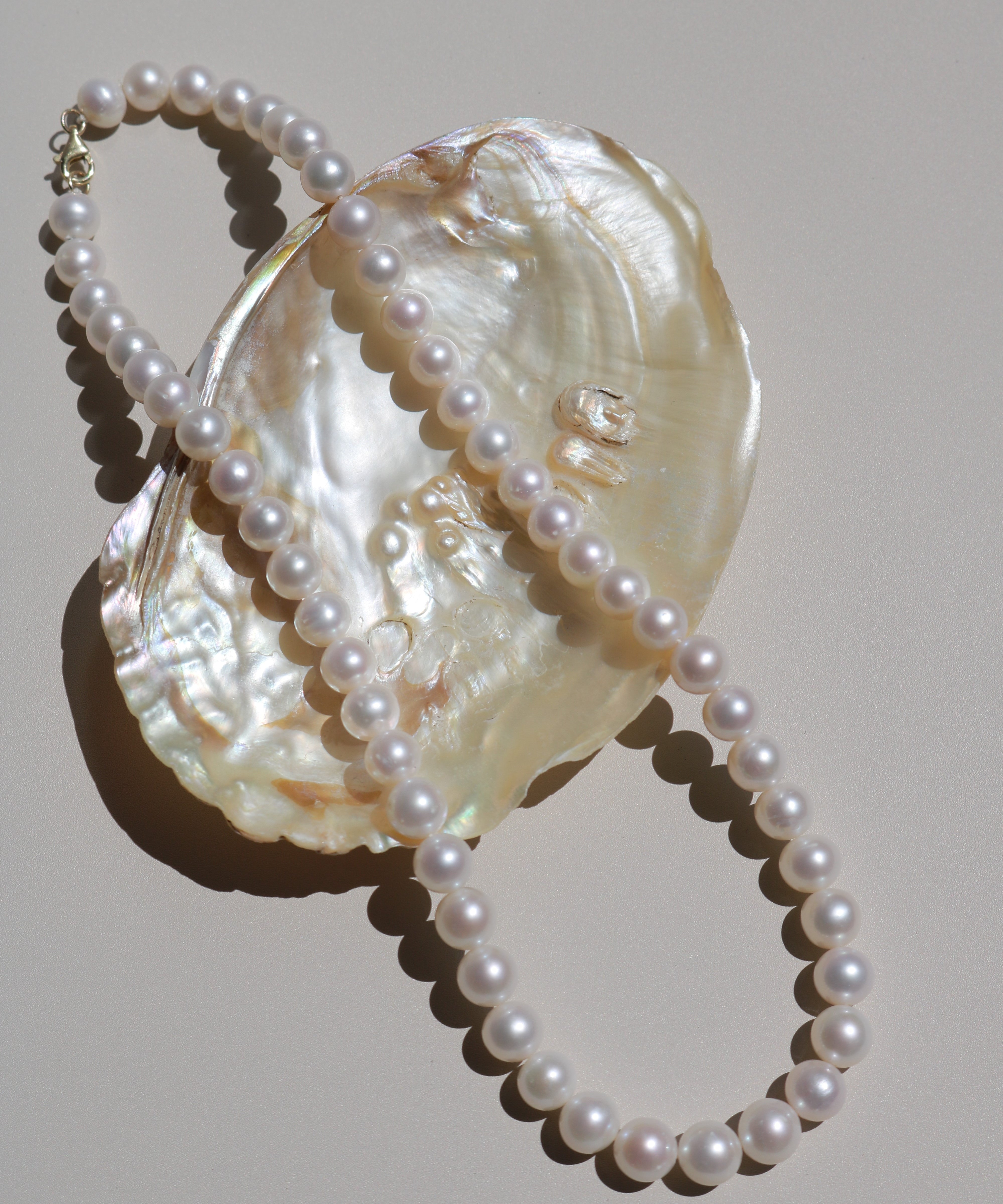 colier perle naturale champagne 8-9mm aaa aur 14k - heritage - royal pearls