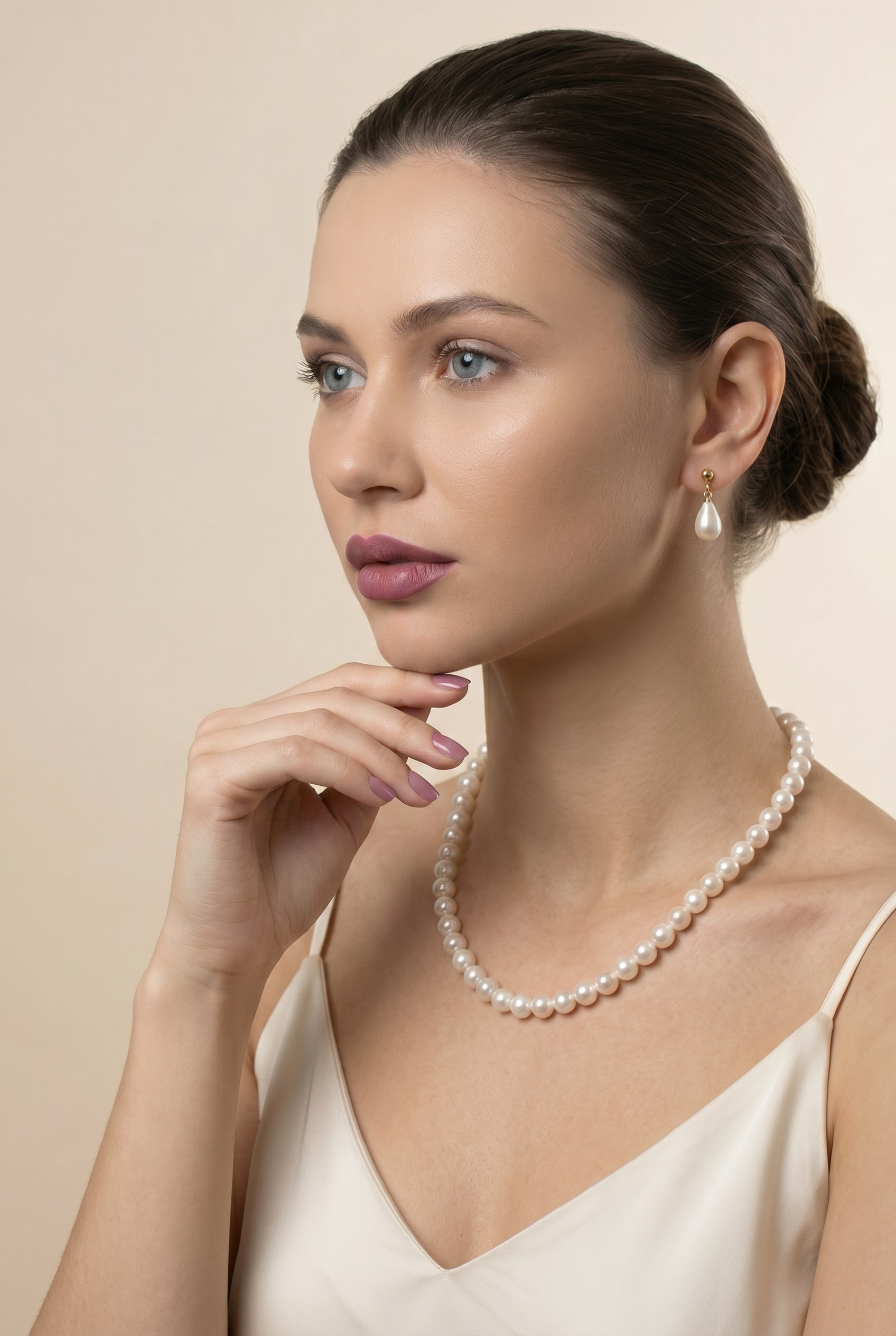 colier perle naturale champagne 8-9mm AAA aur 14k lifestyle - heritage - royal pearls