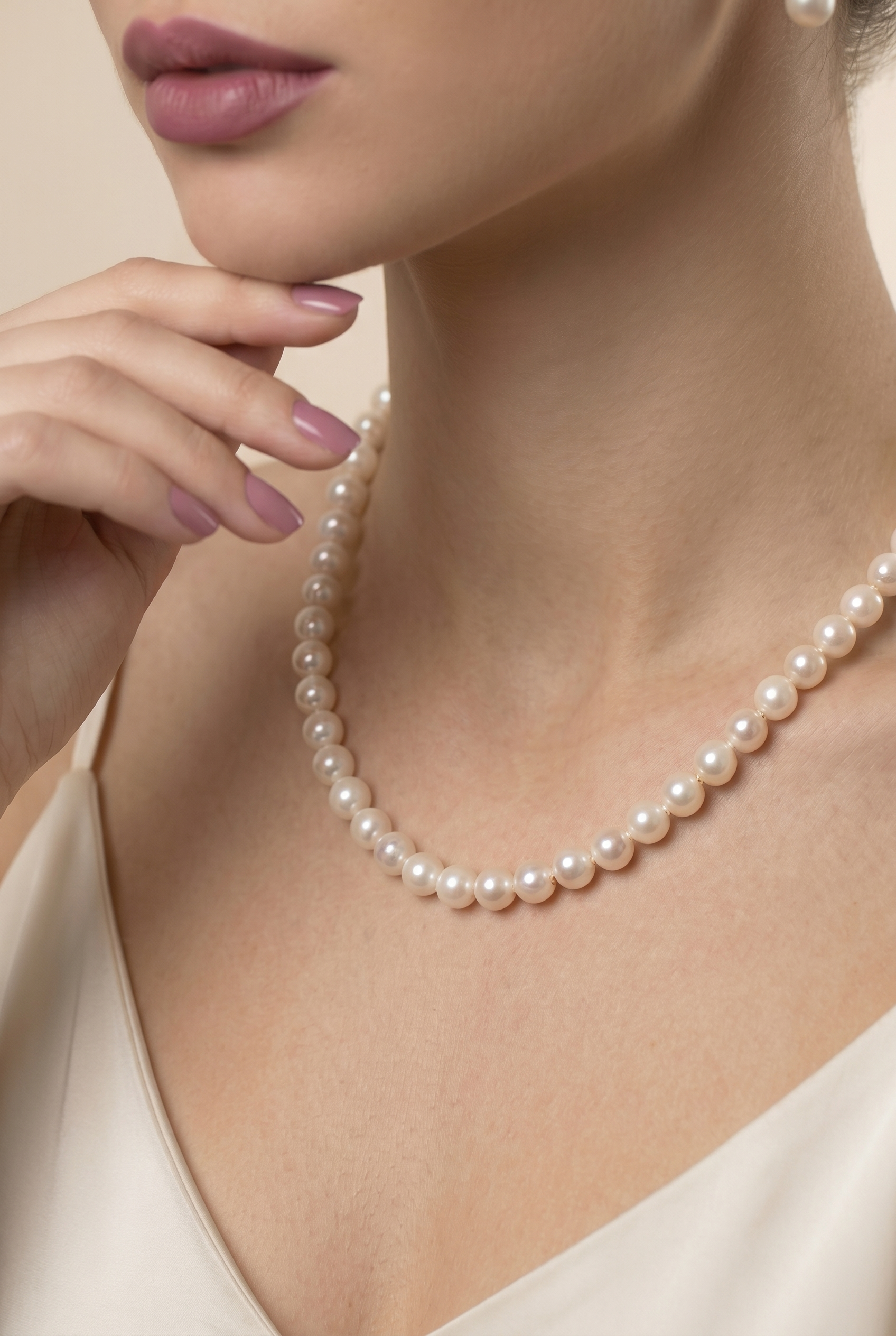 colier perle naturale champagne 8-9mm AAA aur 14k detaliu - heritage - royal pearls