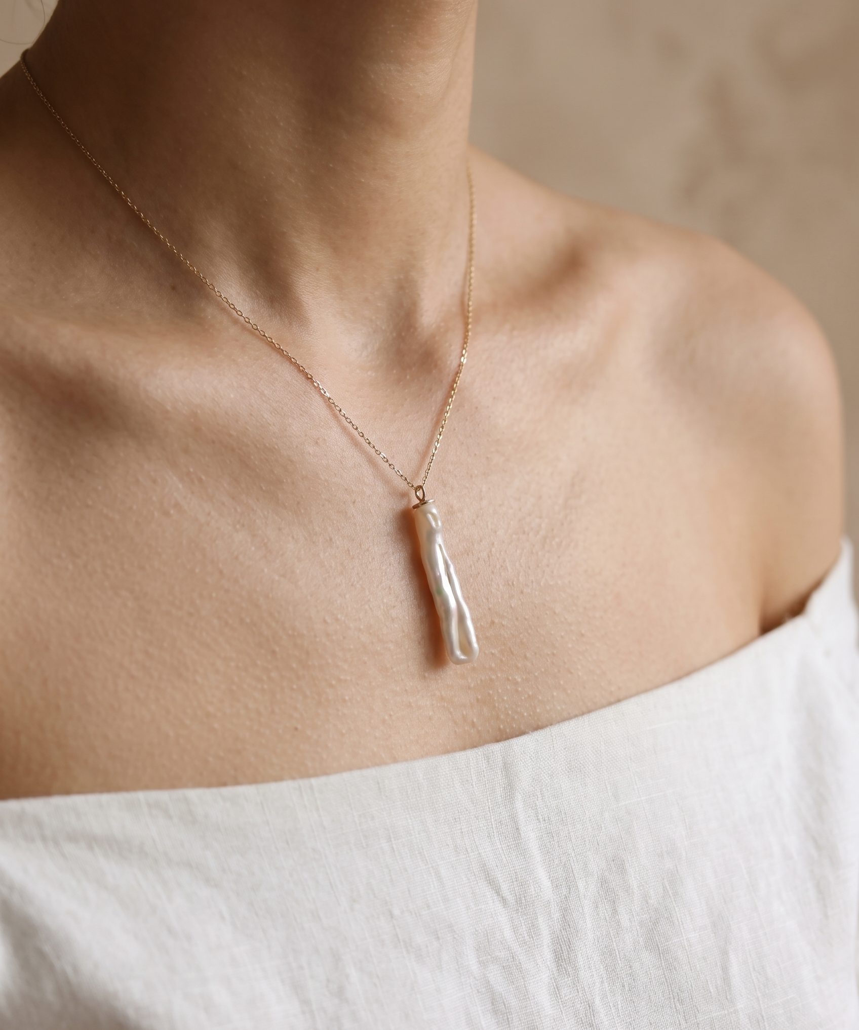 Colier Noelle Aur 14K si Perlă Naturală Keshi