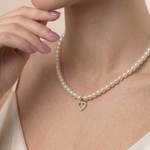 colier perle naturale albe 5-6mm pandantiv inima aur 14k - lumin heart alb - royal pearls