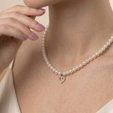 colier perle naturale albe 5-6mm pandantiv inima aur 14k - lumin heart alb - royal pearls