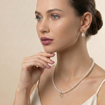 colier perle naturale albe inima aur 14k detaliu - lumin heart - royal pearls