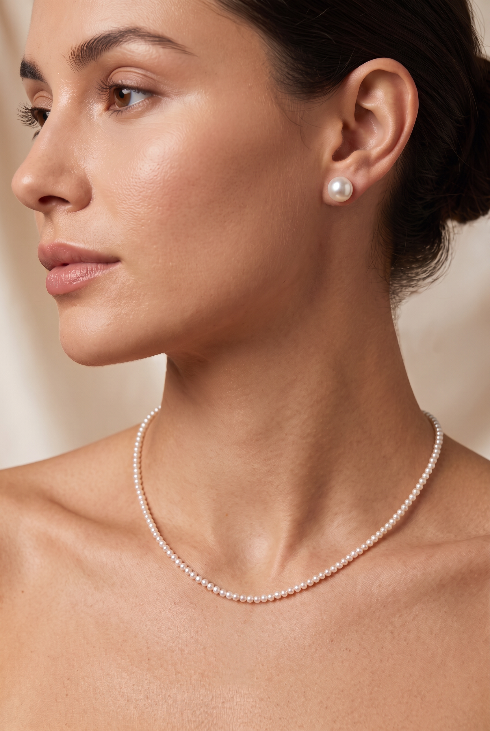 Colier Aur 14K cu Perle Naturale Albe 3mm AAA — Petite Pearl - colier perle naturale aur 14K - Royal Pearls
