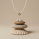 colier perle naturale albe 4-5mm inima aur 14k detaliu - amour pearl - royal pearls