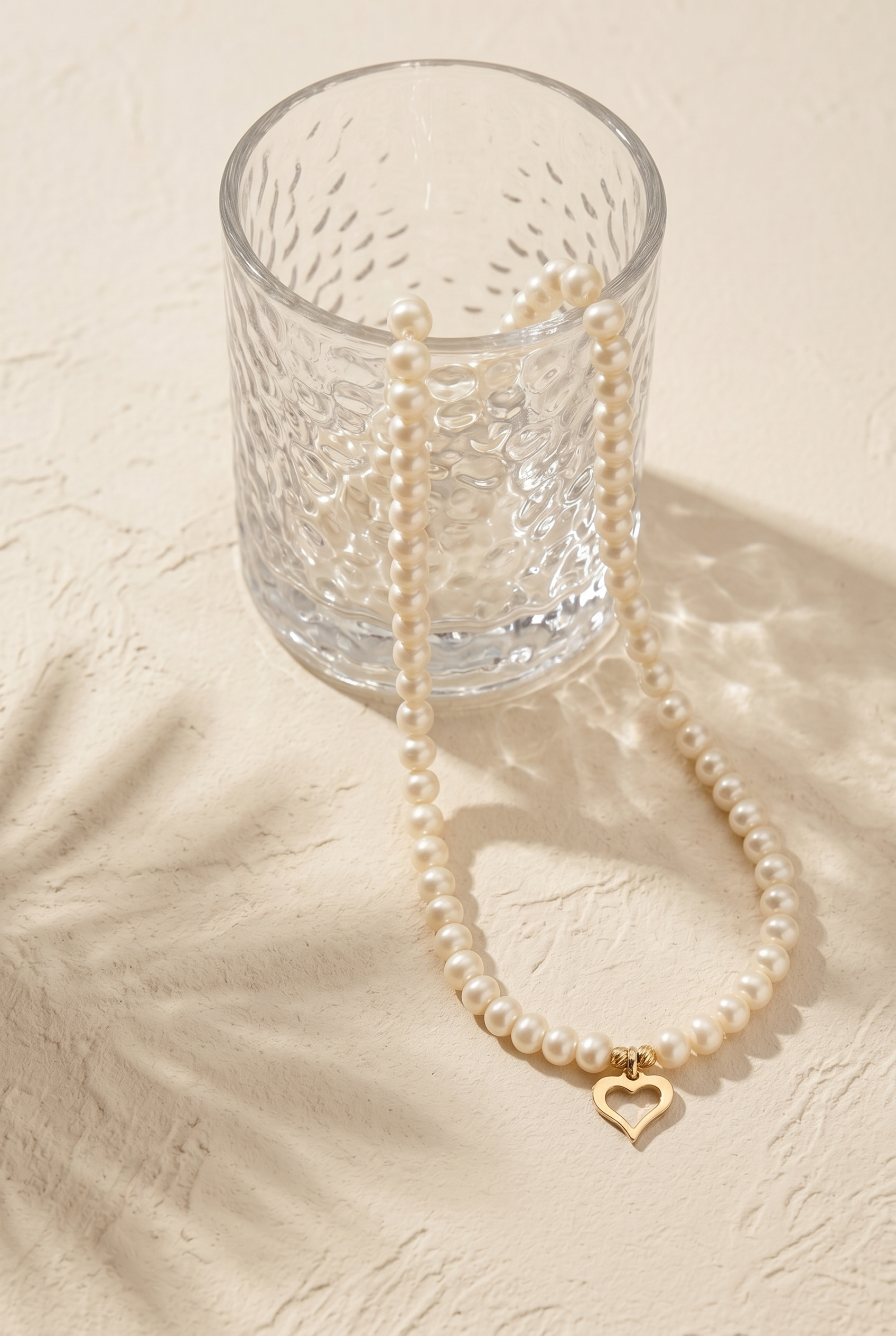 colier perle naturale albe 4-5mm inima aur 14k lifestyle - amour pearl - royal pearls