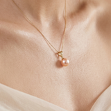 colier perle naturale roz rotunde 7-8mm aur 14k detaliu - elysia - royal pearls
