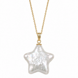 Colier Aur 14K cu Perlă Naturală Keshi — Stella unghi lateral - colier perle naturale aur 14K - Royal Pearls
