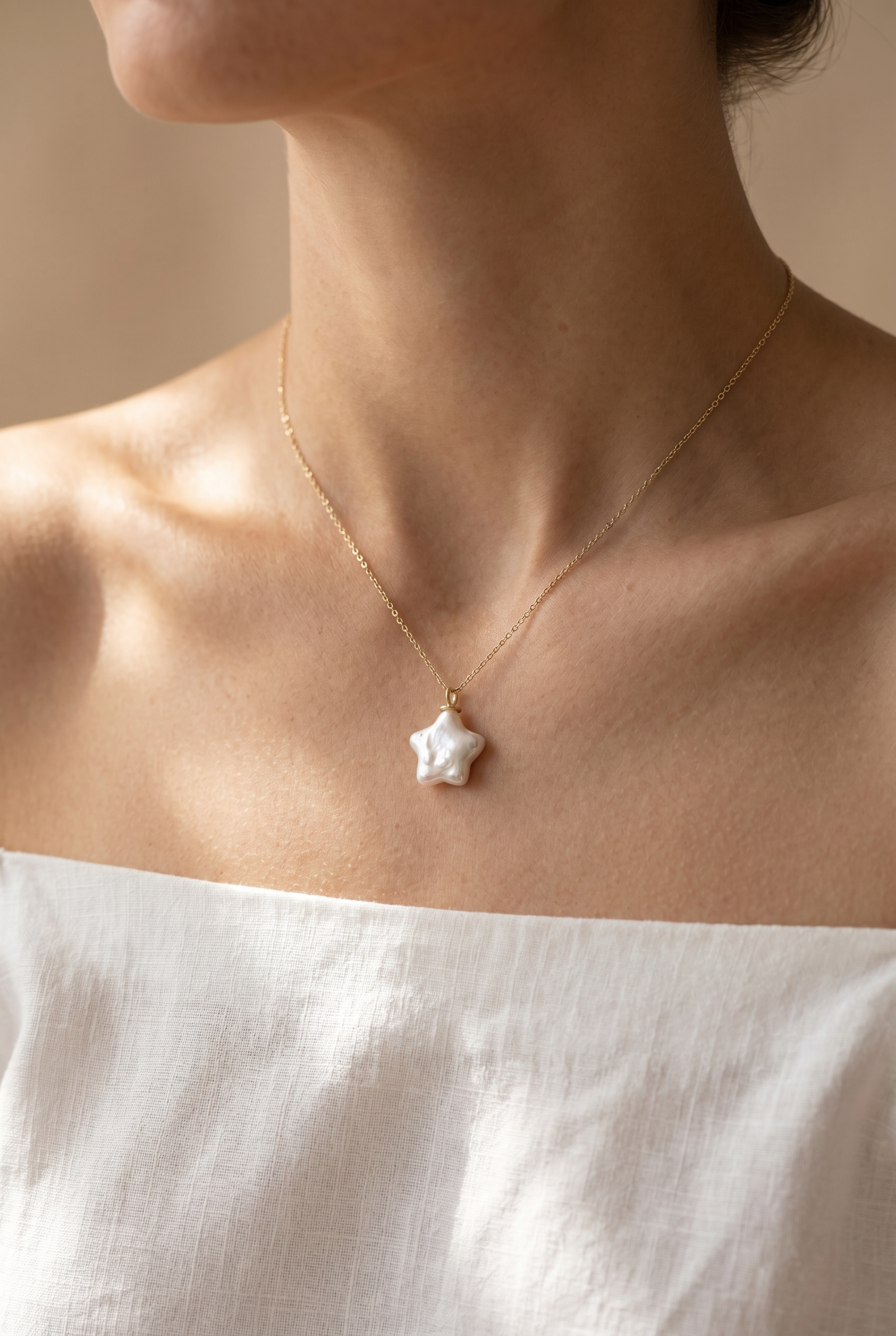 colier perle keshi naturale aur 14k detaliu - stella - royal pearls