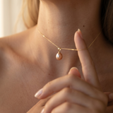 14K yellow gold pendant with natural purple cultured pearl drop 8 – 9 mm Nova