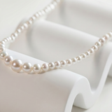 colier perle naturale albe gradate aur 14k detaliu - pearl glow - royal pearls