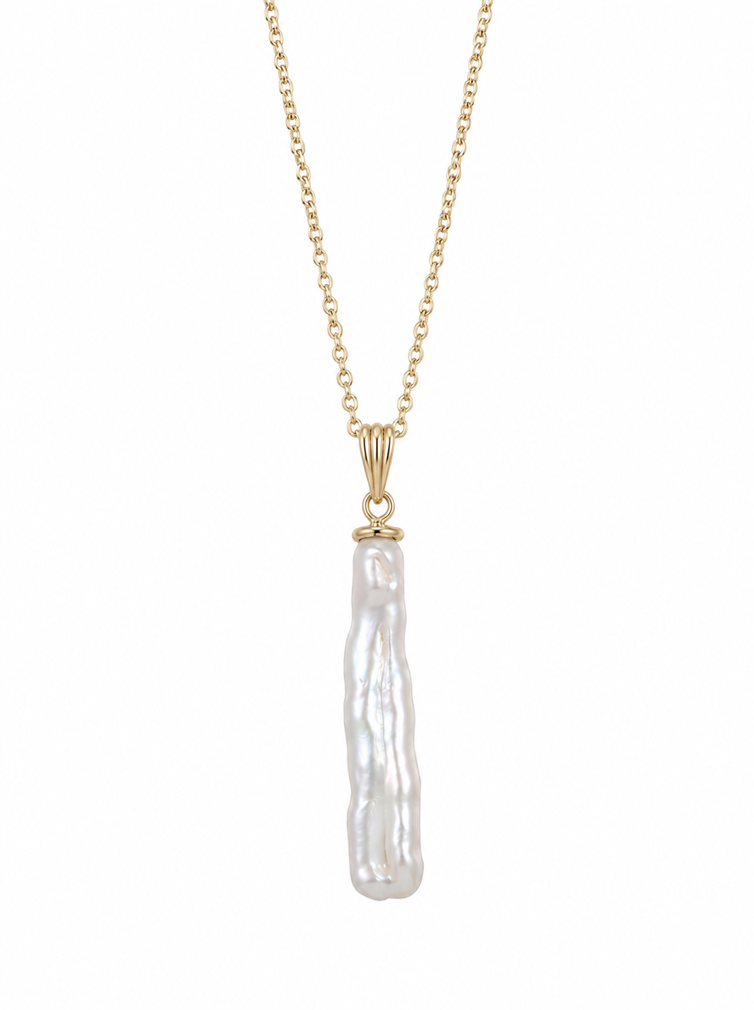 Colier Aur 14K cu Perlă Naturală Keshi — Noelle unghi lateral - colier perle naturale aur 14K - Royal Pearls
