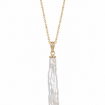 Colier Aur 14K cu Perlă Naturală Keshi — Noelle unghi lateral - colier perle naturale aur 14K - Royal Pearls