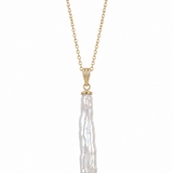 Colier Aur 14K cu Perlă Naturală Keshi — Noelle unghi lateral - colier perle naturale aur 14K - Royal Pearls