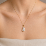Pandantiv Aur 14K cu Perlă Naturală Albă Baroc — Victoria detaliu - pandantiv perla naturala aur 14K - Royal Pearls