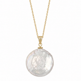 Colier Aur 14K cu Perlă Naturală Keshi Albă — Alba unghi lateral - colier perle naturale aur 14K - Royal Pearls